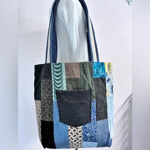 Handmade/Upcycled Shoulder Bag/Tote, Multicolored, Handstitched, Lined